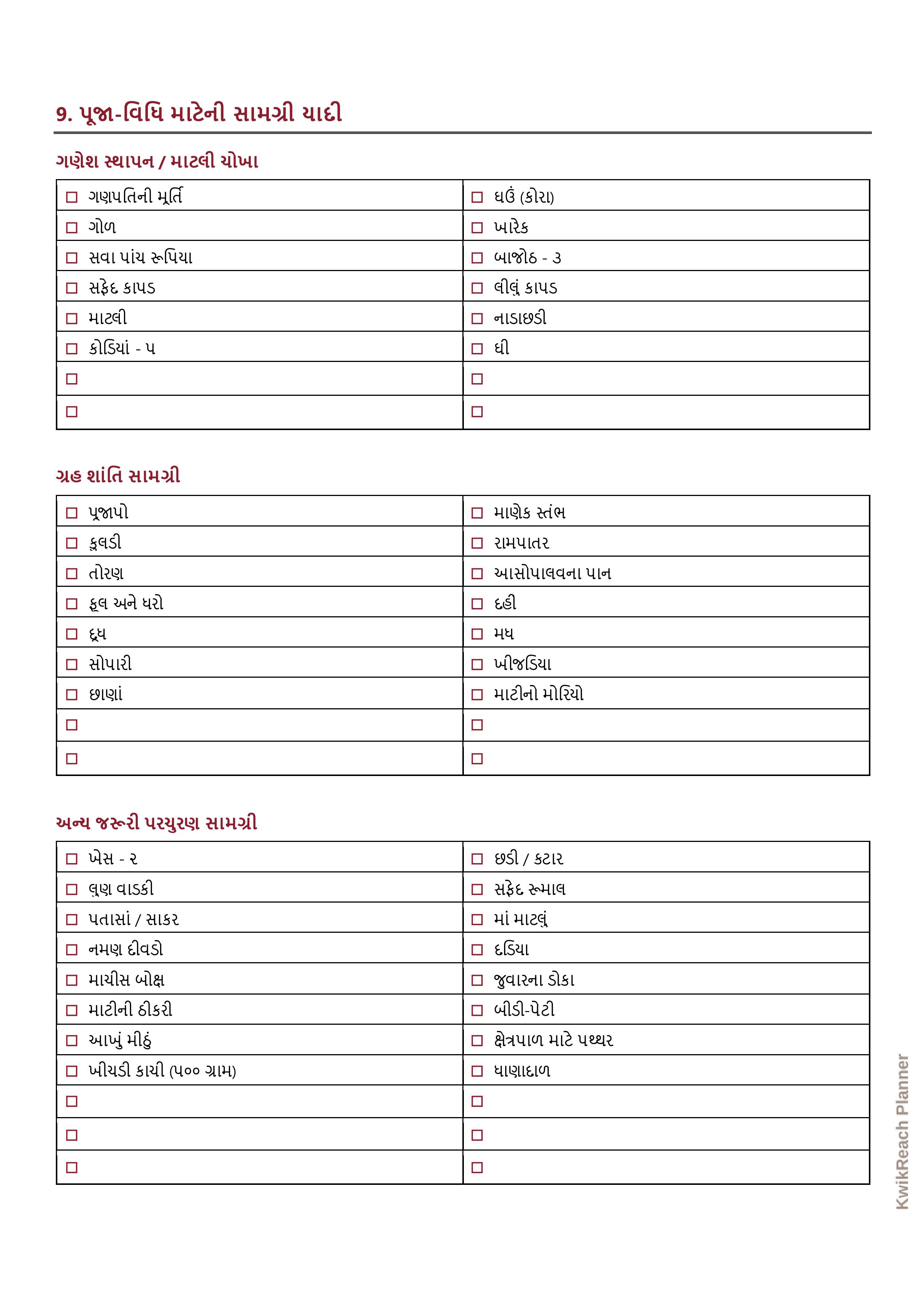Wedding Checklist Sample Page 6