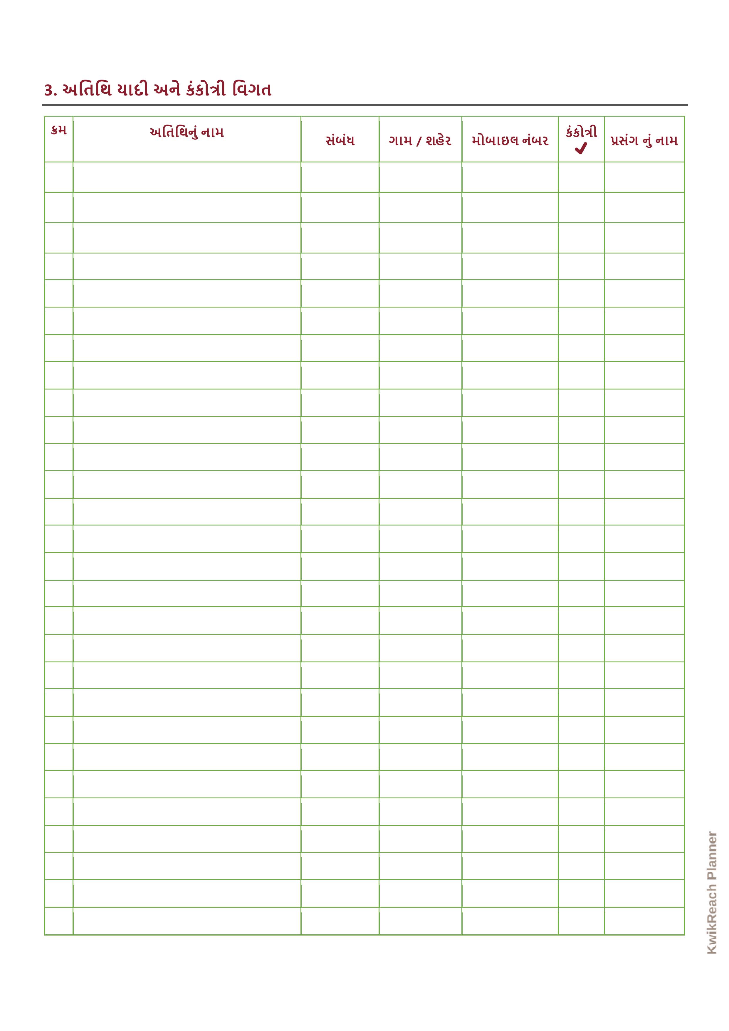 Wedding Checklist Sample Page 3